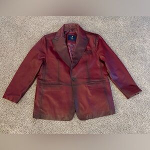 Burgundy Barya NY Leather Blazer
